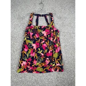 Lands End Womens Deep Sea‎ Jungle Floral Navy Tankini Top 493525 Size 6